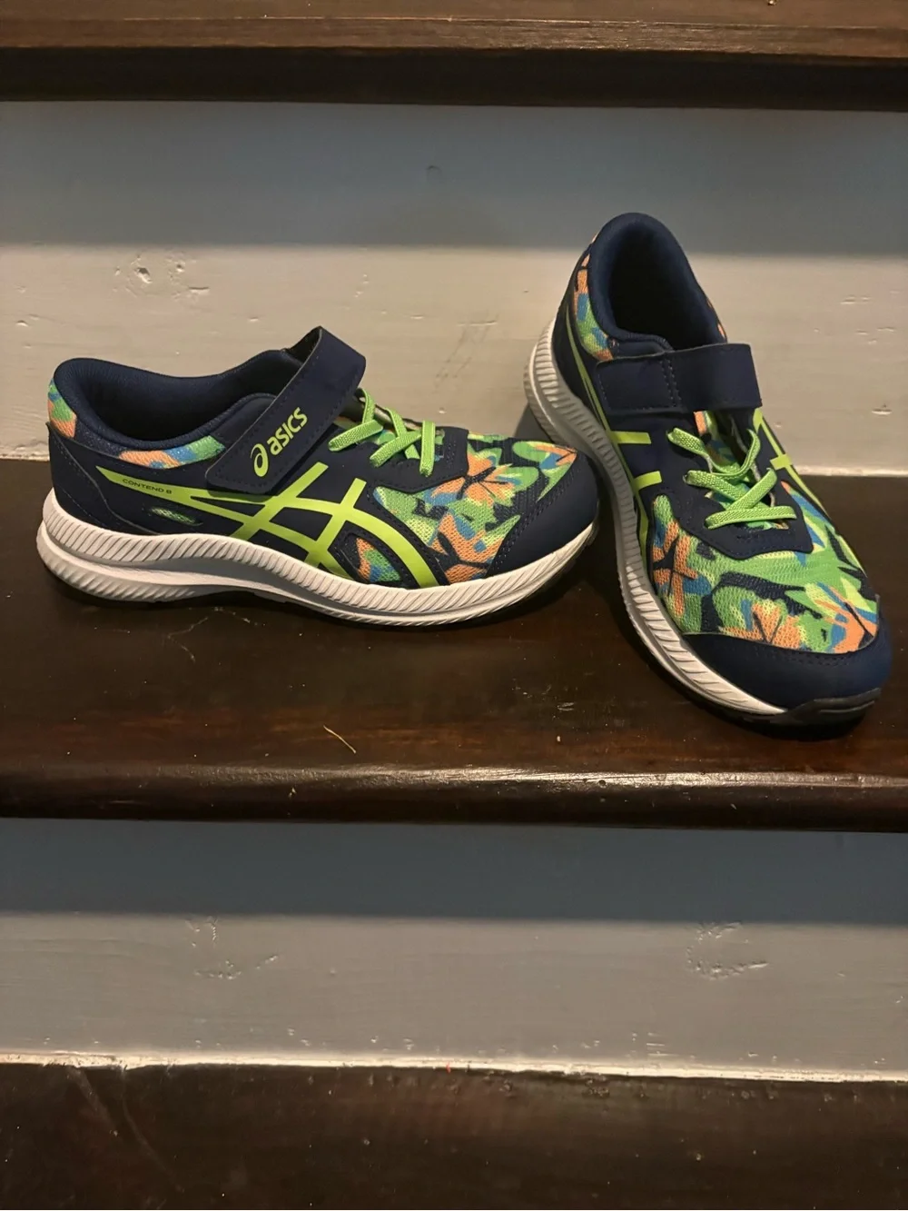 ASICS Kids Navy with Lime & Multicolor  Sneakers